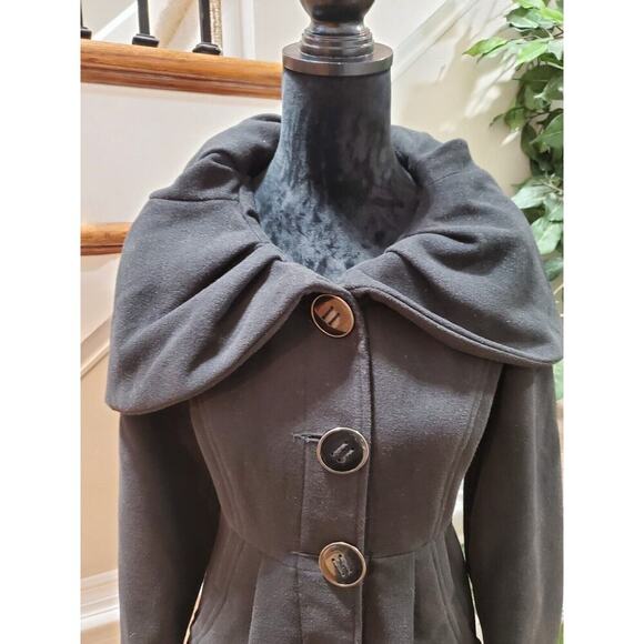 Jolt Women's Black Polyester Long Sleeve Buttons Front Casual Jacket Coat Size M - Picture 2 of 11